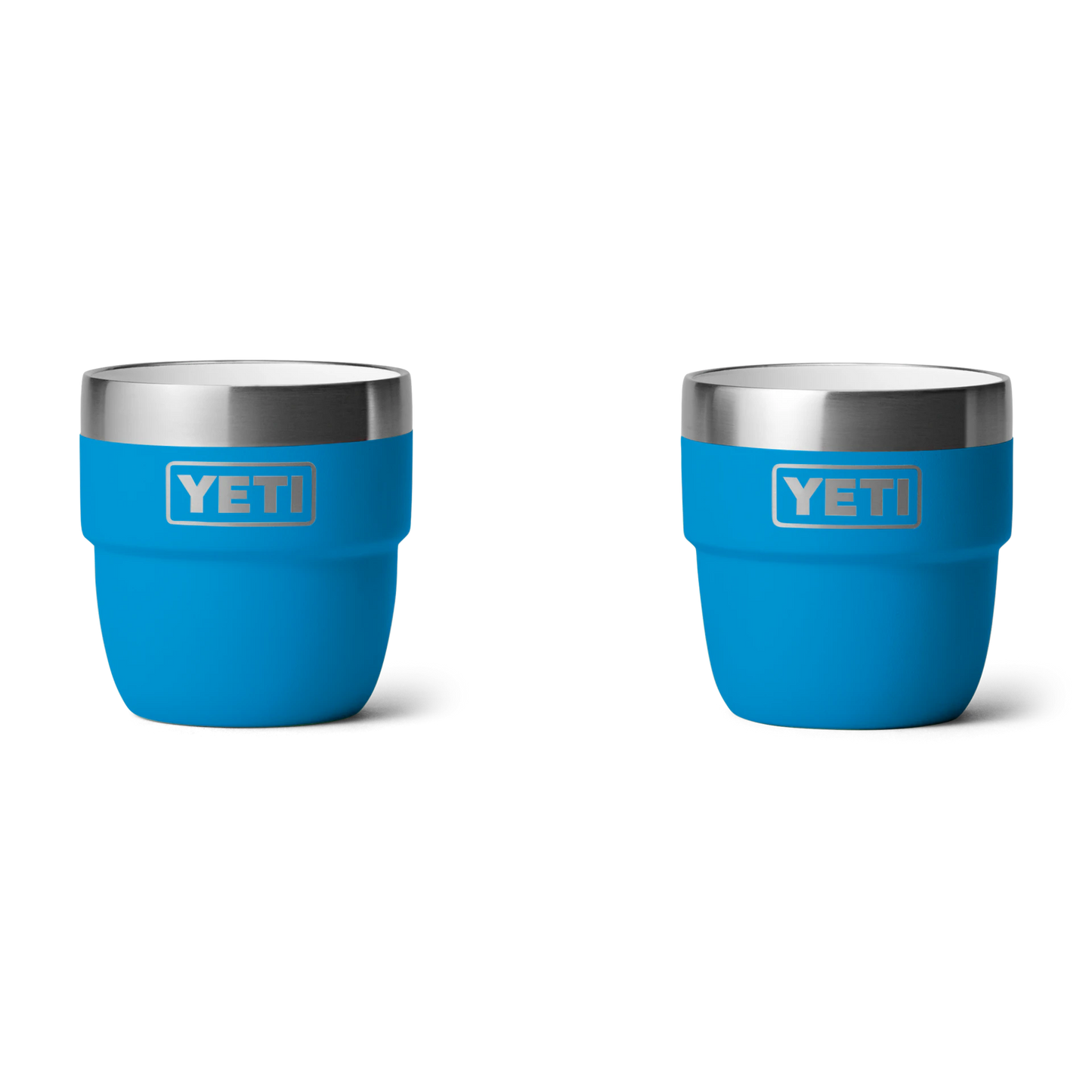 YETI Rambler - Taza apilable de 4 onzas, acero inoxidable, aislamiento al aspiradora, taza de café expreso/café, paquete de 2, color azul REY