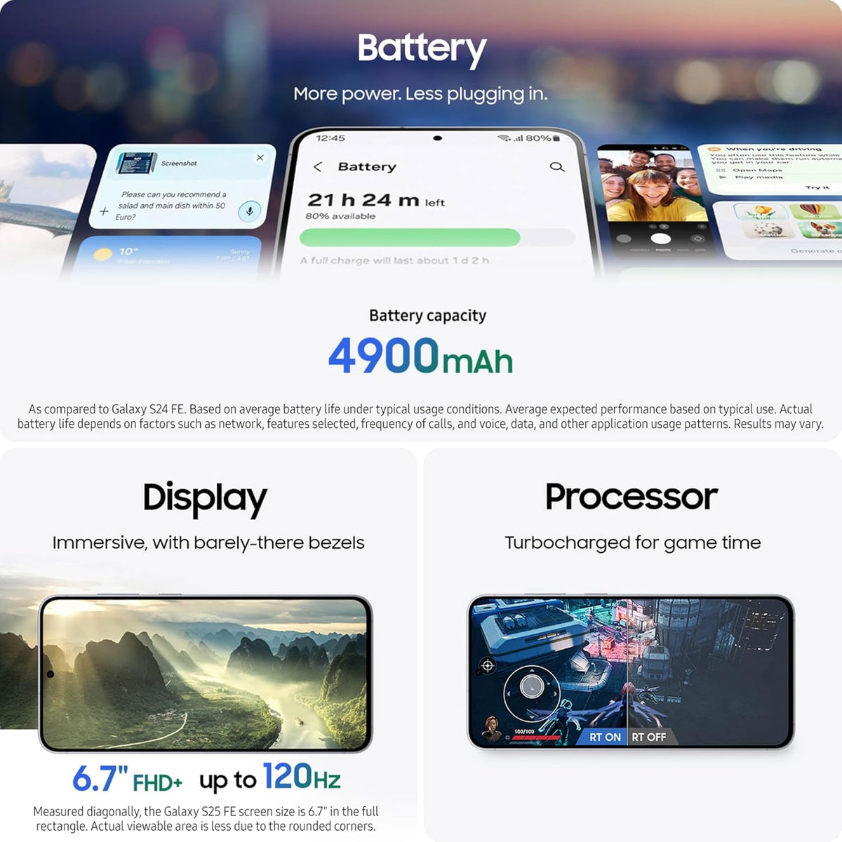 Samsung Galaxy S25 Fe 5g, 256 Gb, 8 Gb De Ram, Cámara Triple 50+12+8, Pantalla Grande De 6.7 Pulgadas, Negro Azabache Jetblack