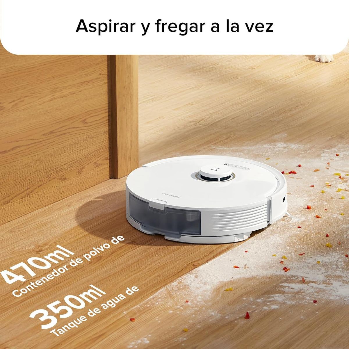 Roborock Q8 MAX Robot Aspirador y trapeador, 5500 Pa de Fuerte succión, navegación Lidar, Evitar obstáculos, mapeo de Varios Niveles, Perfecto para Pelo de Mascotas,Blanco