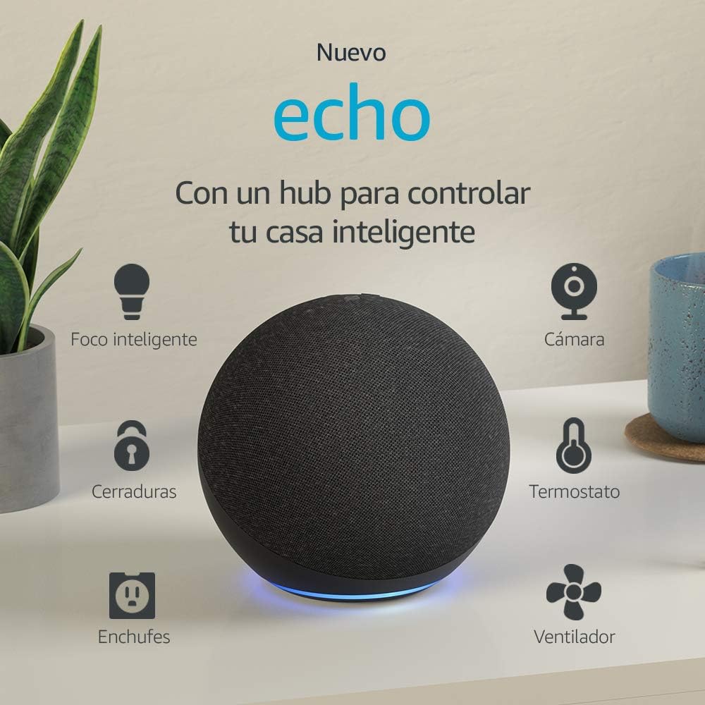 Amazon Echo 4th Gen con asistente virtual Alexa color Charcoal