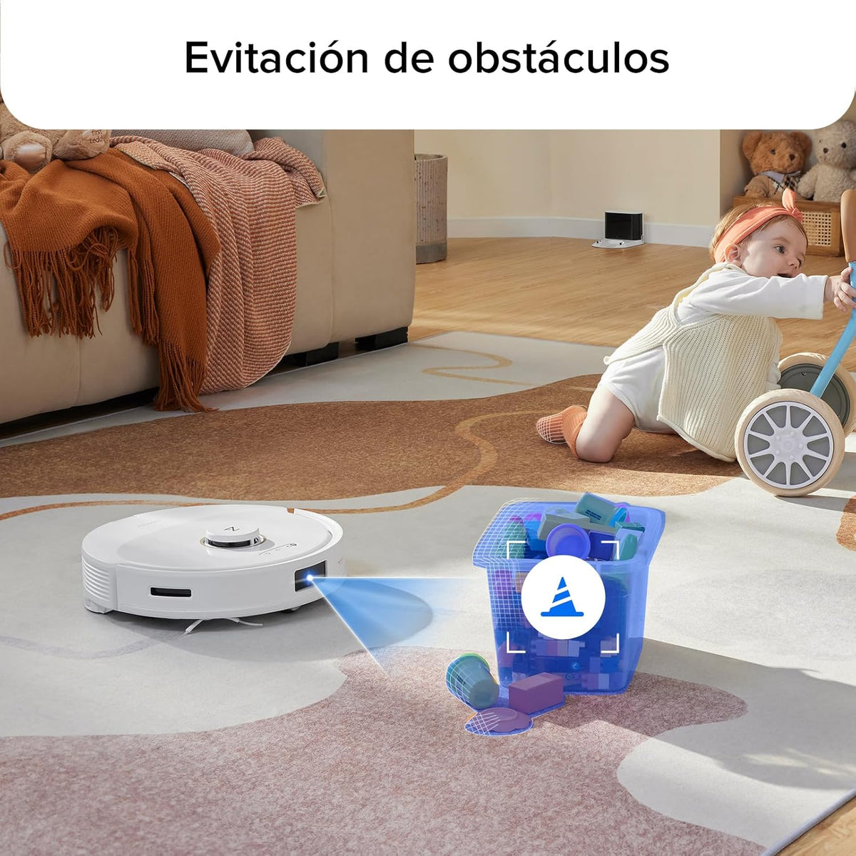 Roborock Q8 MAX Robot Aspirador y trapeador, 5500 Pa de Fuerte succión, navegación Lidar, Evitar obstáculos, mapeo de Varios Niveles, Perfecto para Pelo de Mascotas,Blanco