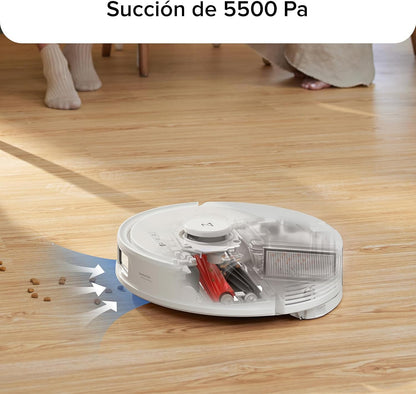 Roborock Q8 MAX Robot Aspirador y trapeador, 5500 Pa de Fuerte succión, navegación Lidar, Evitar obstáculos, mapeo de Varios Niveles, Perfecto para Pelo de Mascotas,Blanco