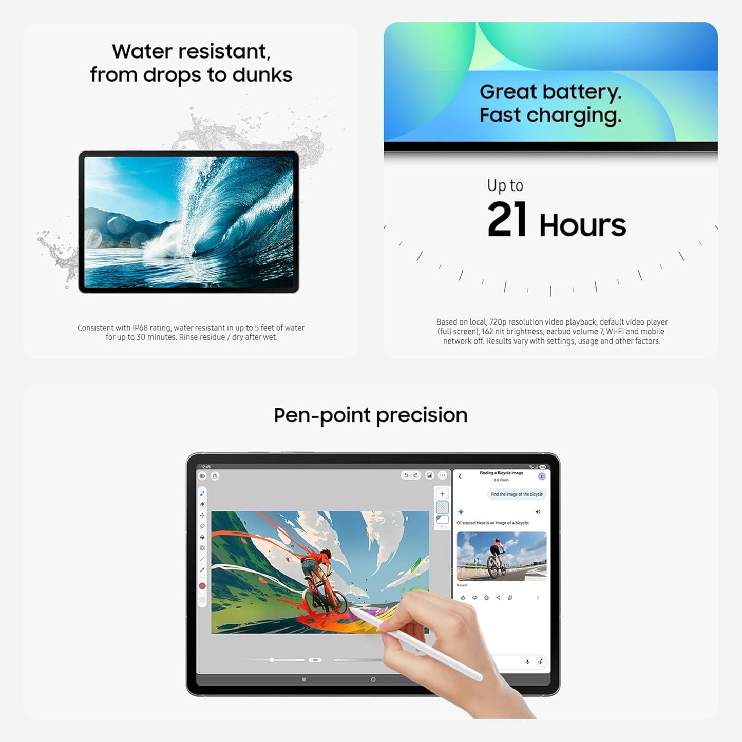 Samsung Galaxy Tab S10 FE+ 13.1" 256GB WiFi Android Tablet visualización Grande, batería de Larga duración, procesador Exynos 1580, IP68, Resistente al Agua, actualización de 90 Hz, S Pen para Tomar