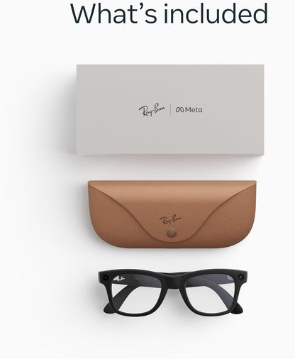 Ray-Ban Meta Wayfarer (Gen 2) con Meta AI, captura de fotos y videos, batería de mayor duración - Negro mate, micas transparentes